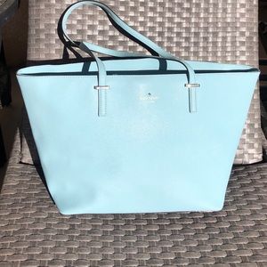 Kate Spade, large tote, leather, horizon blue